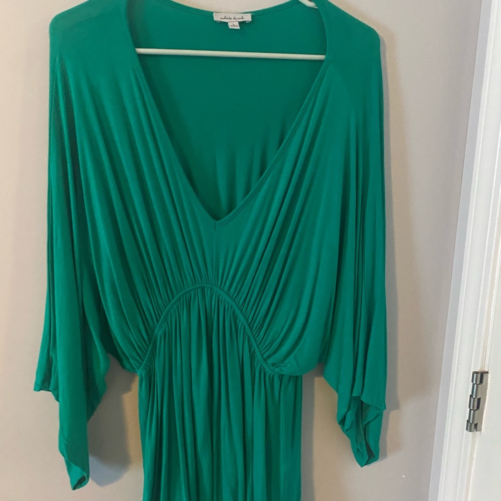 White Birch Teal V-Neck Top